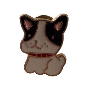 Cute Dog Pin Puppy Enamel Lapel Pin Animal Lover Kawaii Gift Black White Brooch‎